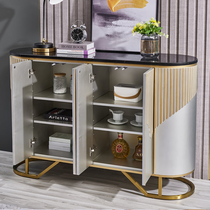 Marble Credenza Modern and Contemporary Server with Cabinets