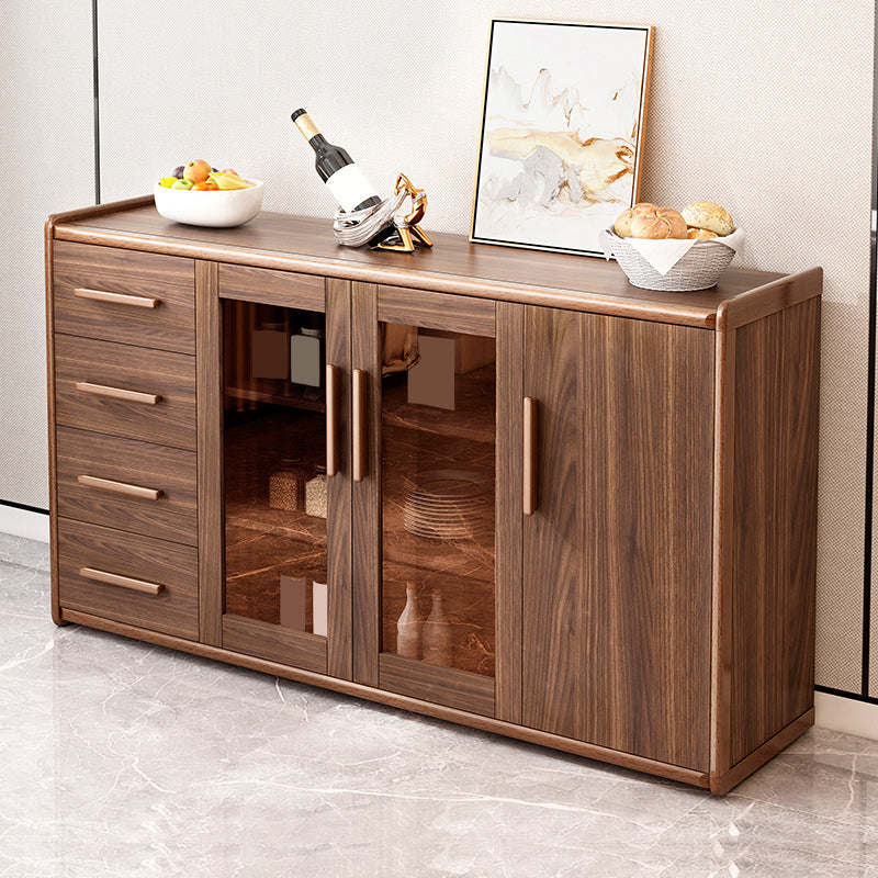 Modern Sideboard Wood Glass Doors Side Board with Drawers and Cabinets