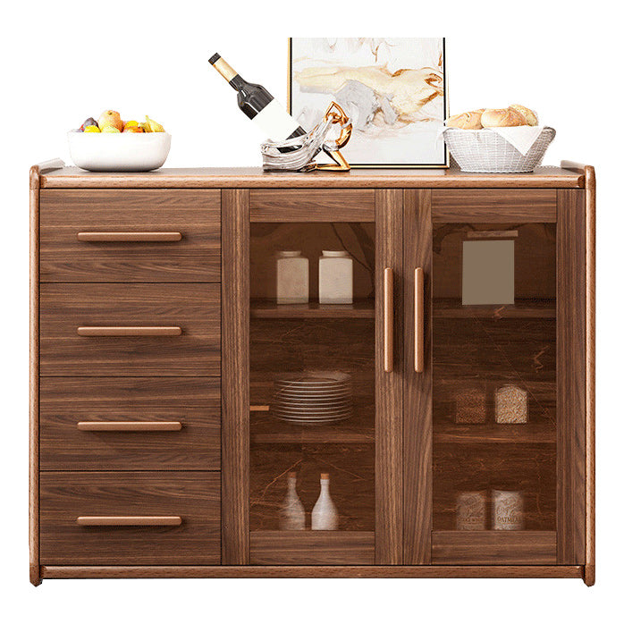 Modern Sideboard Wood Glass Doors Side Board with Drawers and Cabinets