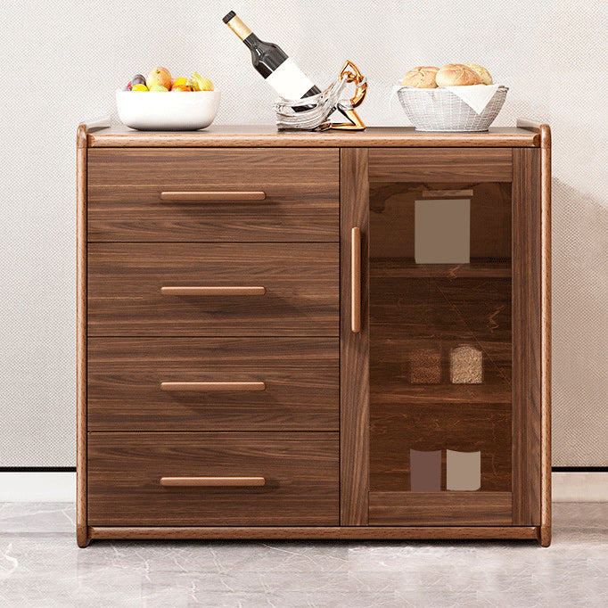 Modern Sideboard Wood Glass Doors Side Board with Drawers and Cabinets