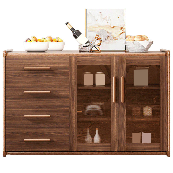 Modern Sideboard Wood Glass Doors Side Board with Drawers and Cabinets