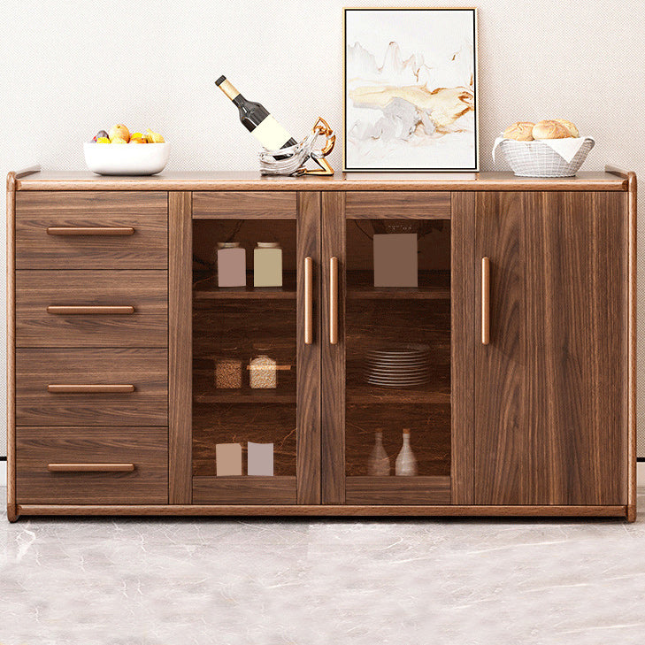 Modern Sideboard Wood Glass Doors Side Board with Drawers and Cabinets