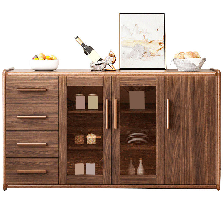 Modern Sideboard Wood Glass Doors Side Board with Drawers and Cabinets