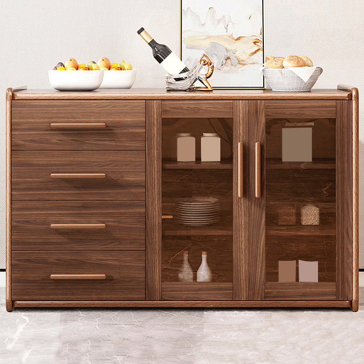 Modern Sideboard Wood Glass Doors Side Board with Drawers and Cabinets