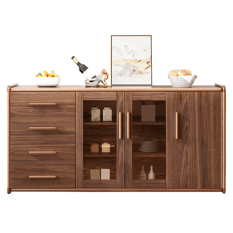 Modern Sideboard Wood Glass Doors Side Board with Drawers and Cabinets