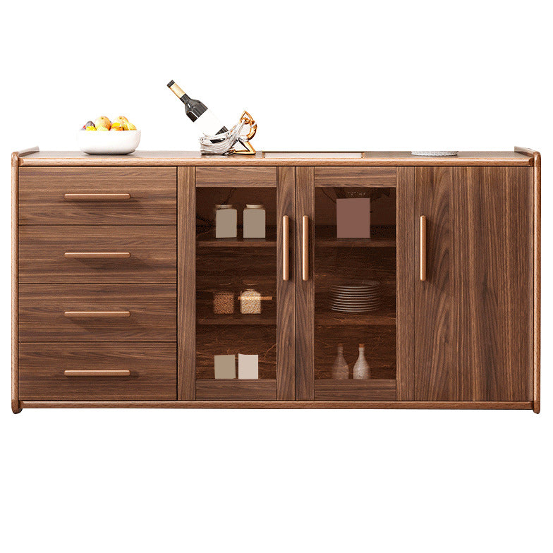 Modern Sideboard Wood Glass Doors Side Board with Drawers and Cabinets