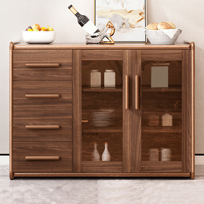 Modern Sideboard Wood Glass Doors Side Board with Drawers and Cabinets