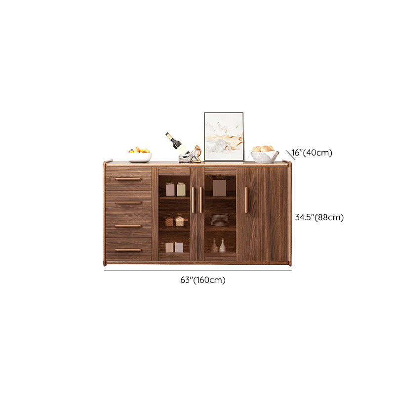 Modern Sideboard Wood Glass Doors Side Board with Drawers and Cabinets