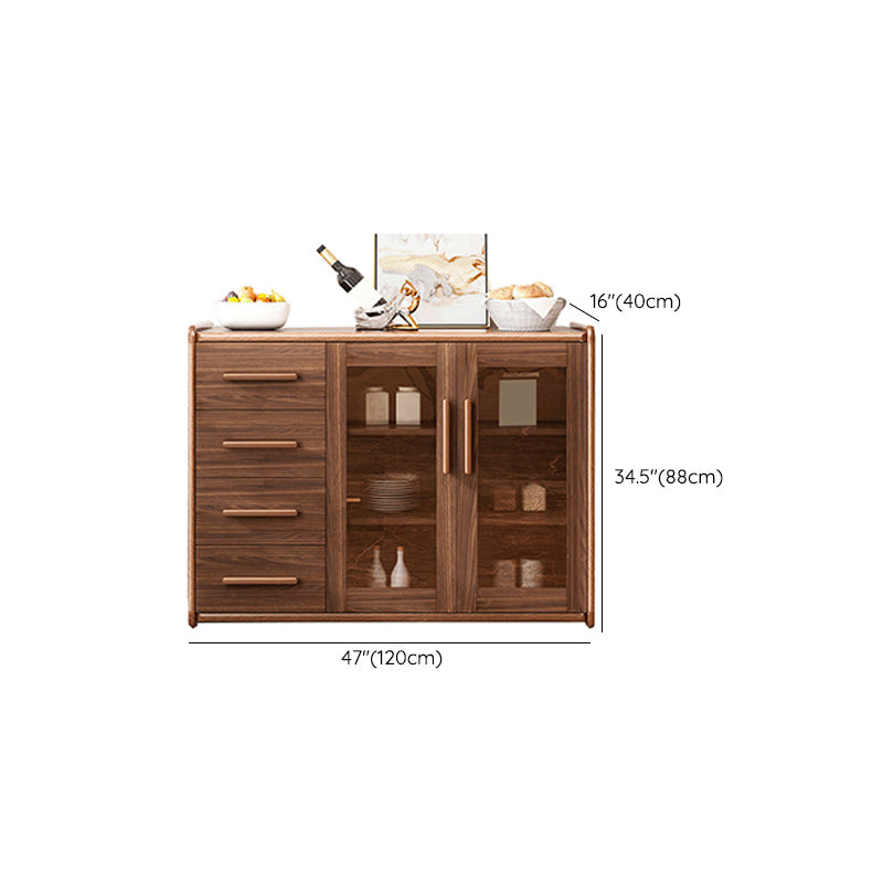 Modern Sideboard Wood Glass Doors Side Board with Drawers and Cabinets