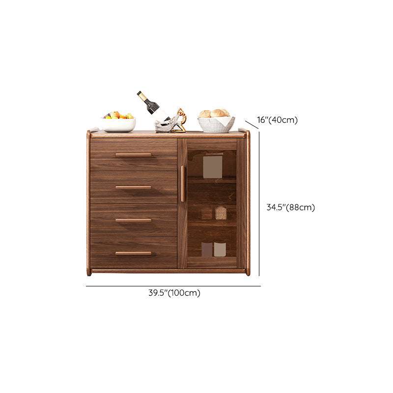 Modern Sideboard Wood Glass Doors Side Board with Drawers and Cabinets