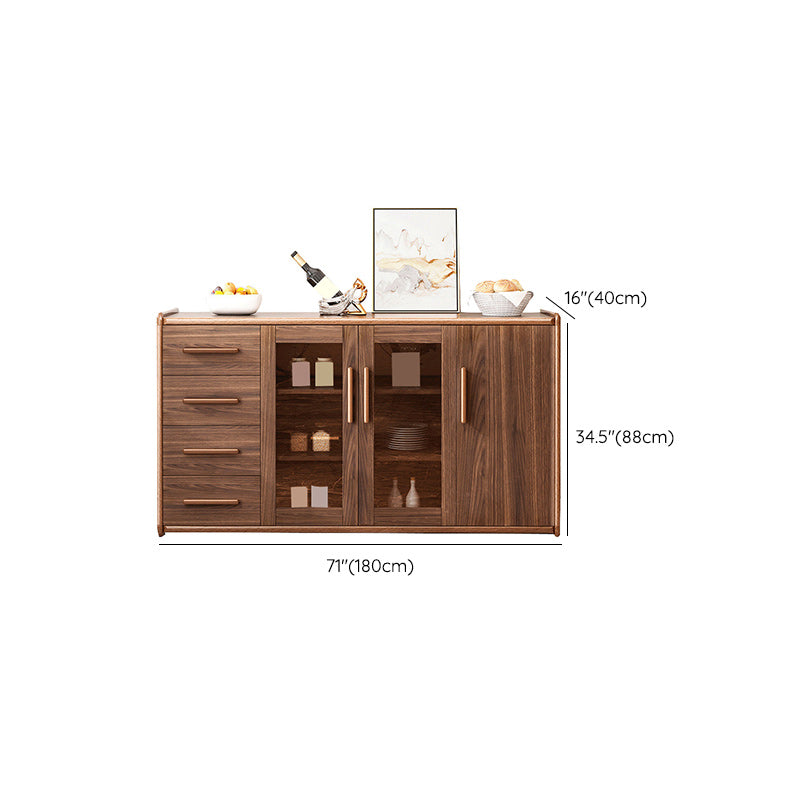 Modern Sideboard Wood Glass Doors Side Board with Drawers and Cabinets