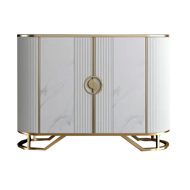 Glam Style Sideboard Marble Glass Doors Side Board with Cabinets