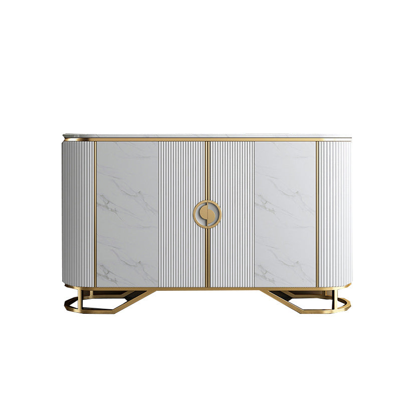 Glam Style Sideboard Marble Glass Doors Side Board with Cabinets