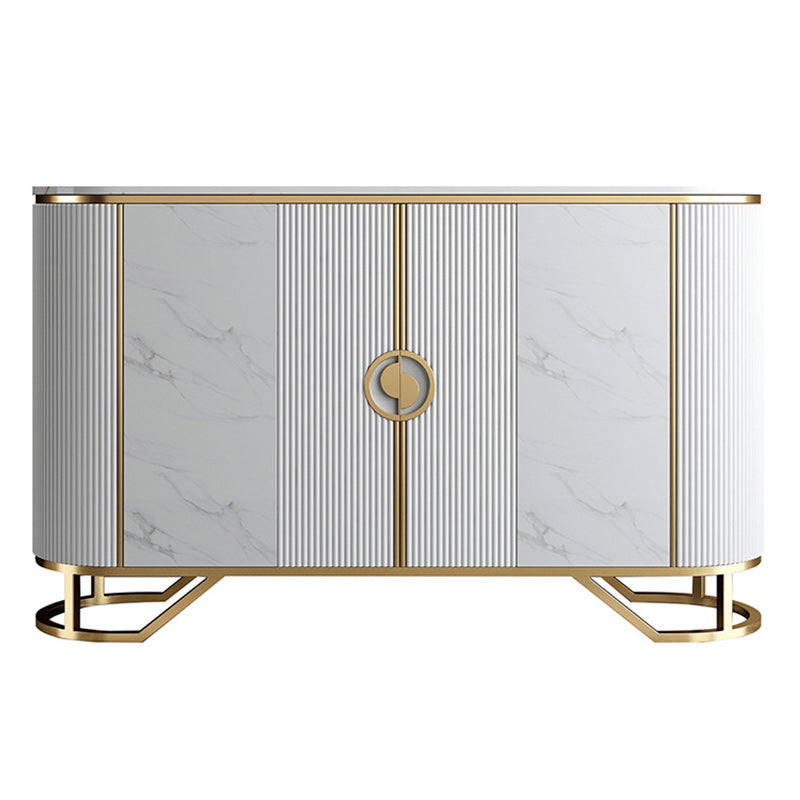 Glam Style Sideboard Marble Glass Doors Side Board with Cabinets