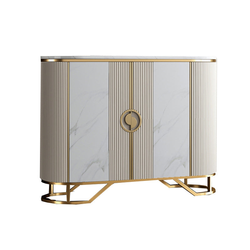 Glam Style Sideboard Marble Glass Doors Side Board with Cabinets