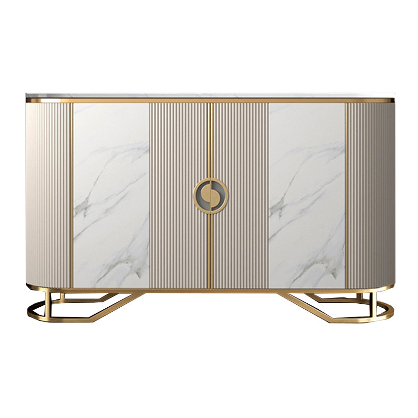 Glam Style Sideboard Marble Glass Doors Side Board with Cabinets