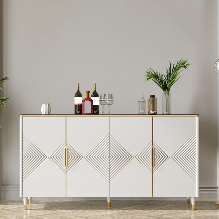 Glam Style Sideboard Wood Adjustable Shelving Side Board with Cabinets and Drawers