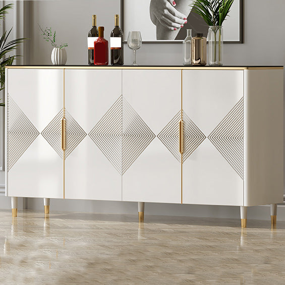 Glam Style Sideboard Wood Adjustable Shelving Side Board with Cabinets and Drawers