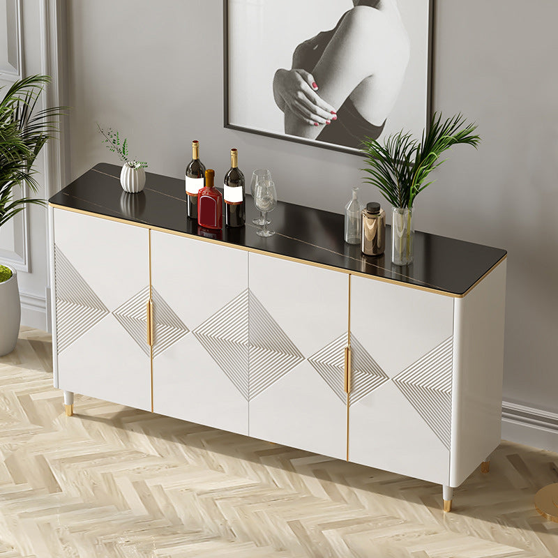 Glam Style Sideboard Wood Adjustable Shelving Side Board with Cabinets and Drawers