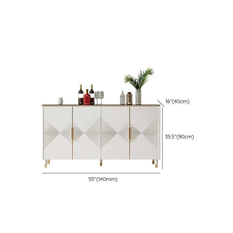 Glam Style Sideboard Wood Adjustable Shelving Side Board with Cabinets and Drawers