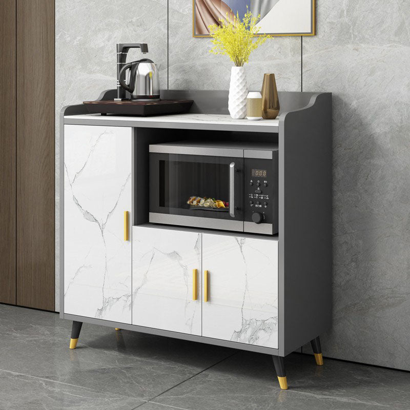 Contemporary Style Buffet Sideboard Stone Side Board with Cabinets