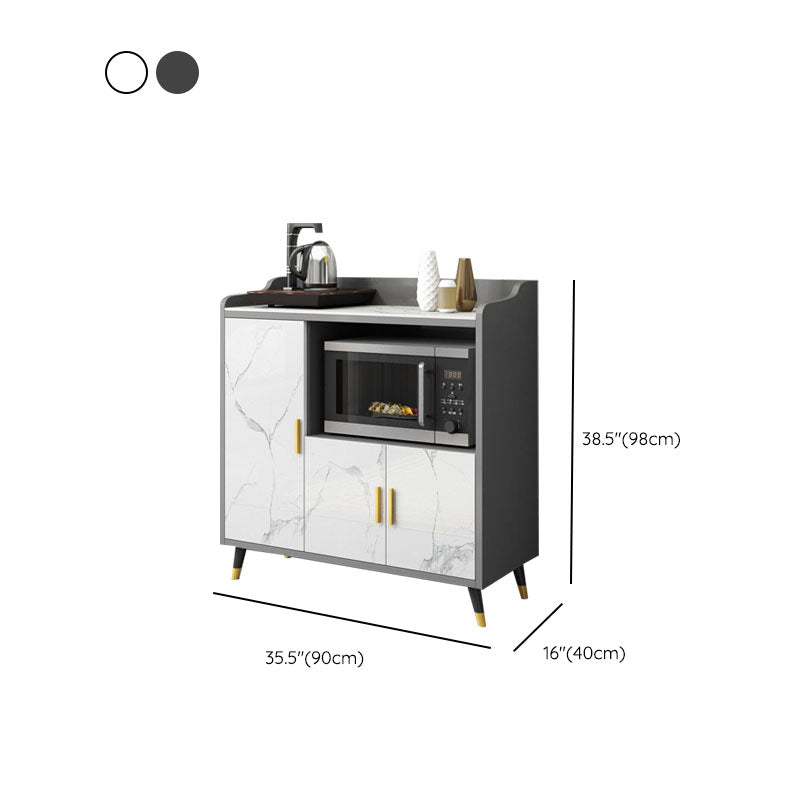 Contemporary Style Buffet Sideboard Stone Side Board with Cabinets