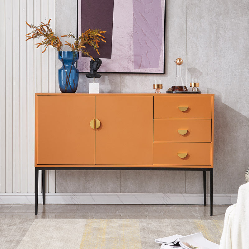 Glam Sideboard Adjustable Shelving Wood Side Board with Cabinets and Drawers