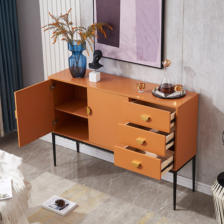 Glam Sideboard Adjustable Shelving Wood Side Board with Cabinets and Drawers