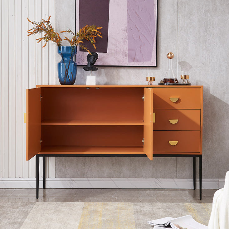 Glam Sideboard Adjustable Shelving Wood Side Board with Cabinets and Drawers