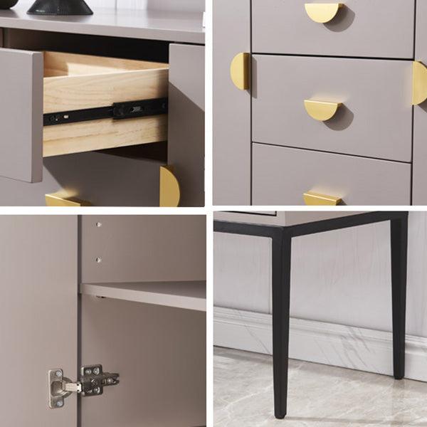 Glam Sideboard Adjustable Shelving Wood Side Board with Cabinets and Drawers