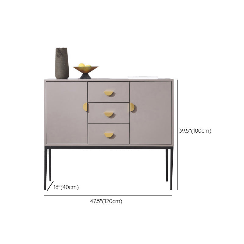 Glam Sideboard Adjustable Shelving Wood Side Board with Cabinets and Drawers