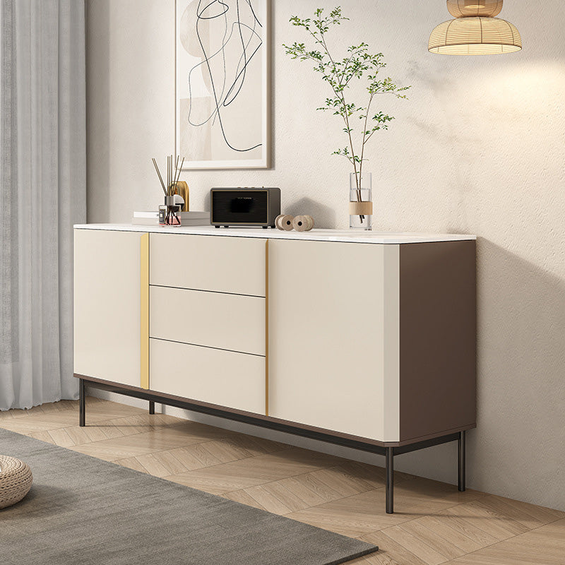 Glam Style Sideboard Stone Side Board with Cabinets and Drawers