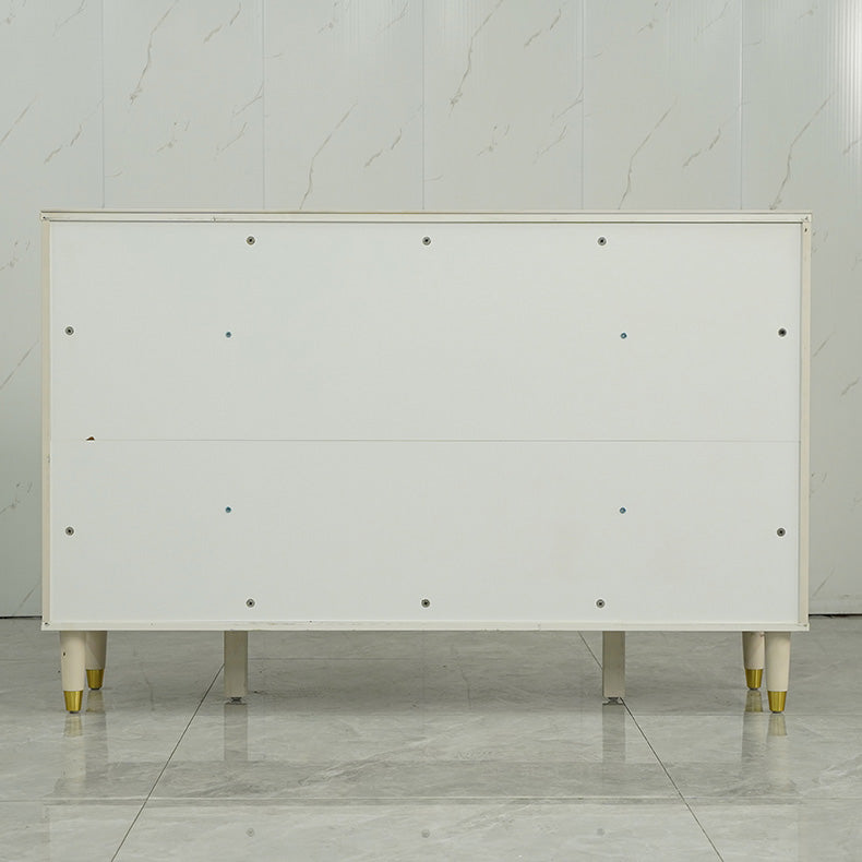 Glam Sideboard Stone Glass Doors Side Board with Cabinets and Drawers