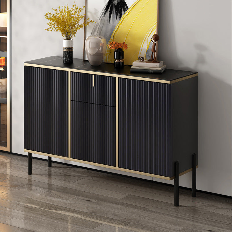 Glam Style Sideboard Stone Side Board with Drawers and Cabinets