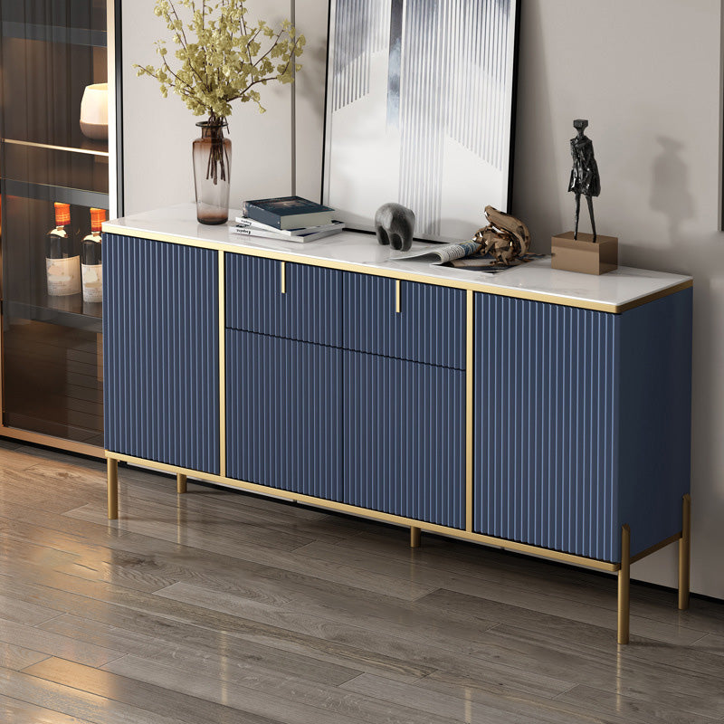 Glam Style Sideboard Stone Side Board with Drawers and Cabinets