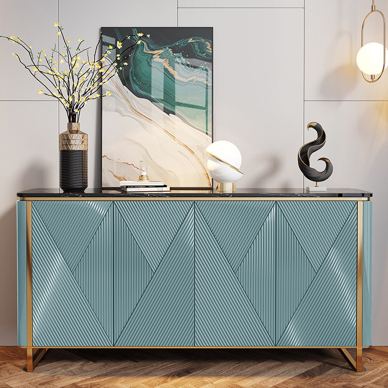 Modern & Contemporary Side Board Stone Credenza with Cabinets