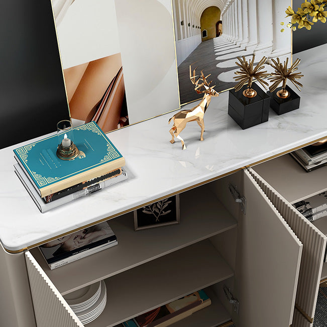 Modern Contemporary Side Board Stone Credenza with Cabinets for Kitchen