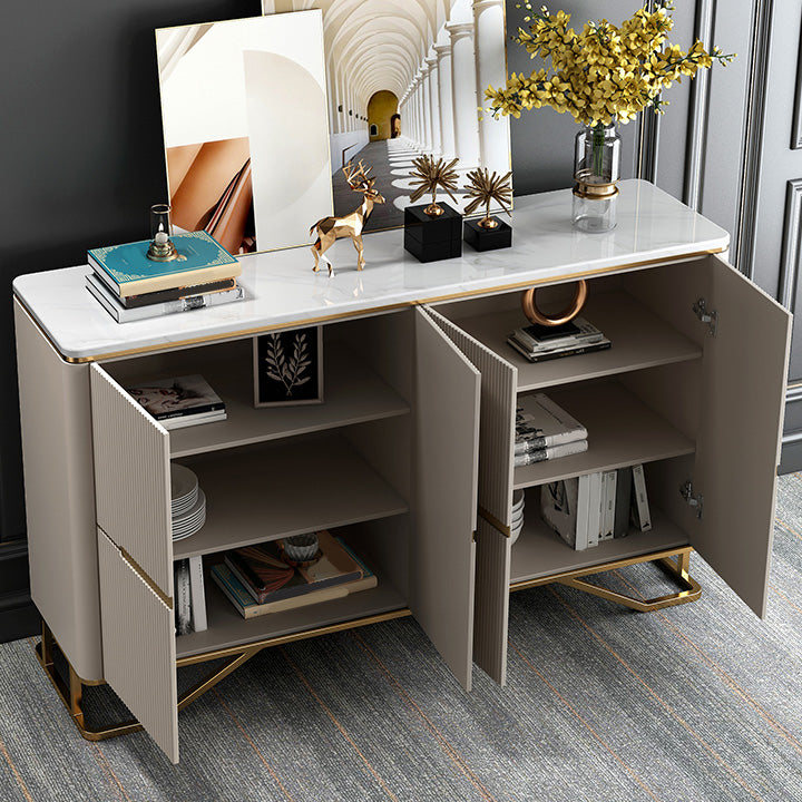 Modern Contemporary Side Board Stone Credenza with Cabinets for Kitchen