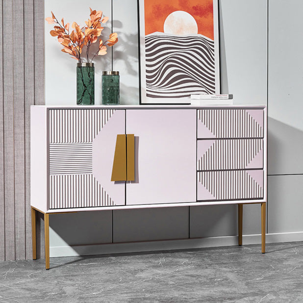 Stone Credenza Contemporary Style Side Board with Drawers and Cabinets