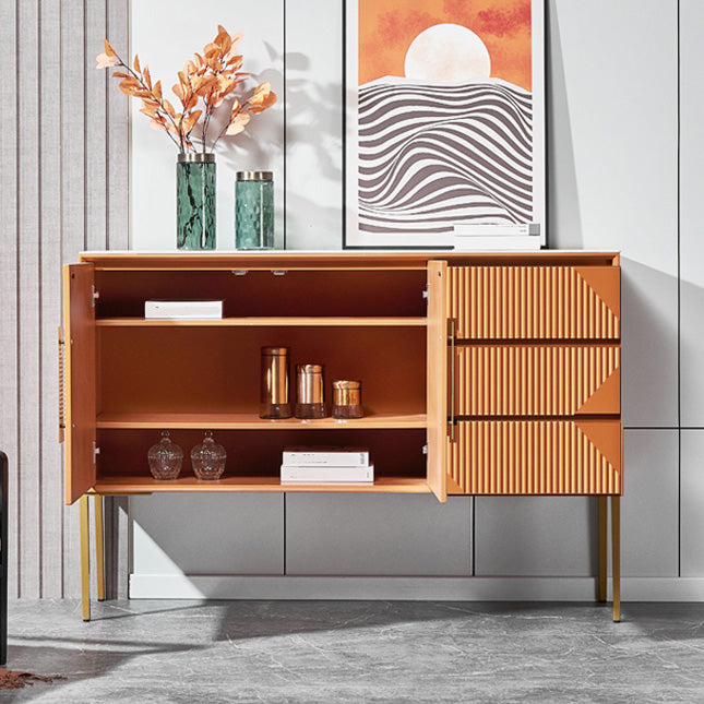 Stone Credenza Contemporary Style Side Board with Drawers and Cabinets