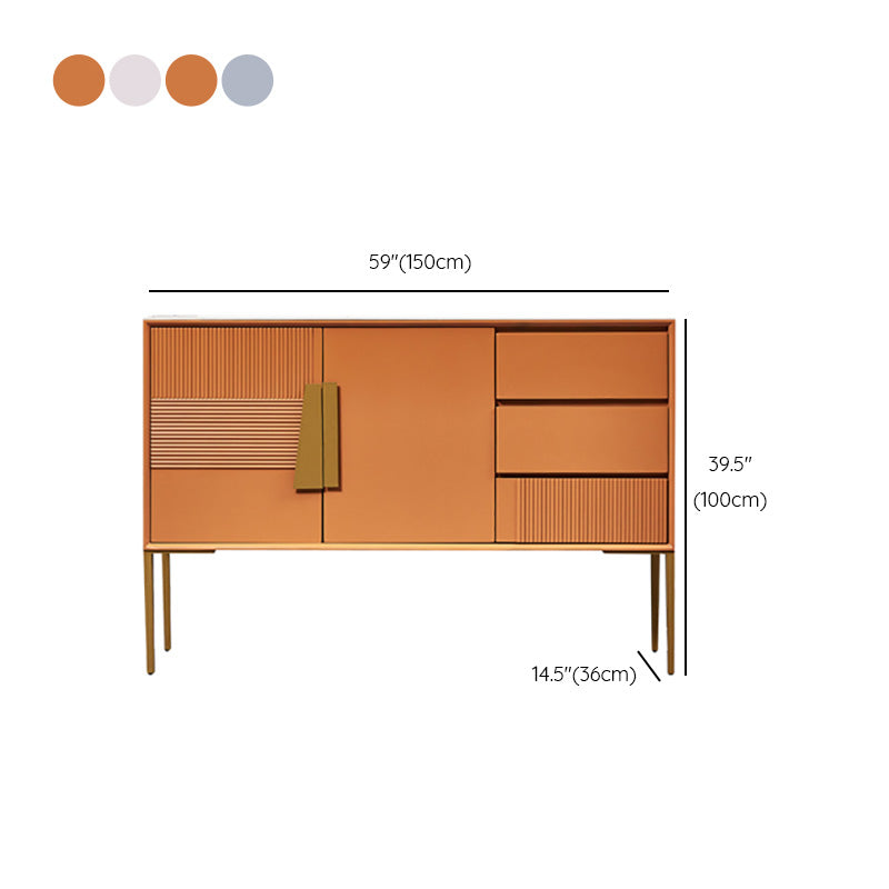 Stone Credenza Contemporary Style Side Board with Drawers and Cabinets