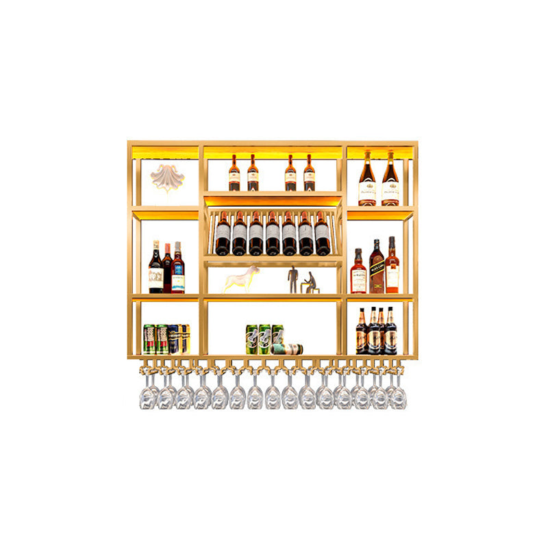 Metal Wine Rack Modern Style Wall Mounted Wine Holder Rack with Shelf