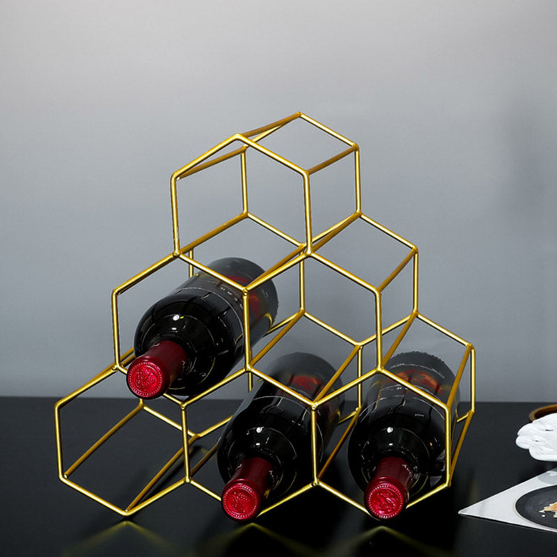 Glam Countertop Wine Rack Metal Wine Bottle Rack for Living Room