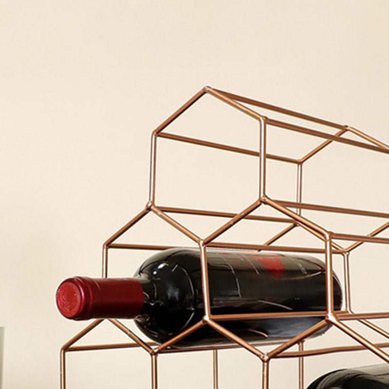 Glam Countertop Wine Rack Metal Wine Bottle Rack for Living Room