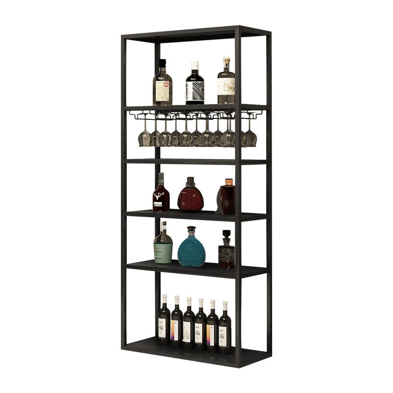 Modern Floor Wine Rack Metal Wine Bottle & Glass Rack for Dining Room