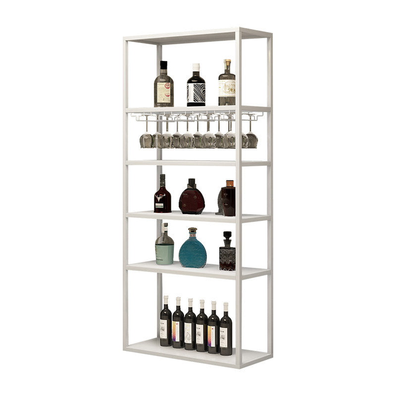 Modern Floor Wine Rack Metal Wine Bottle & Glass Rack for Dining Room