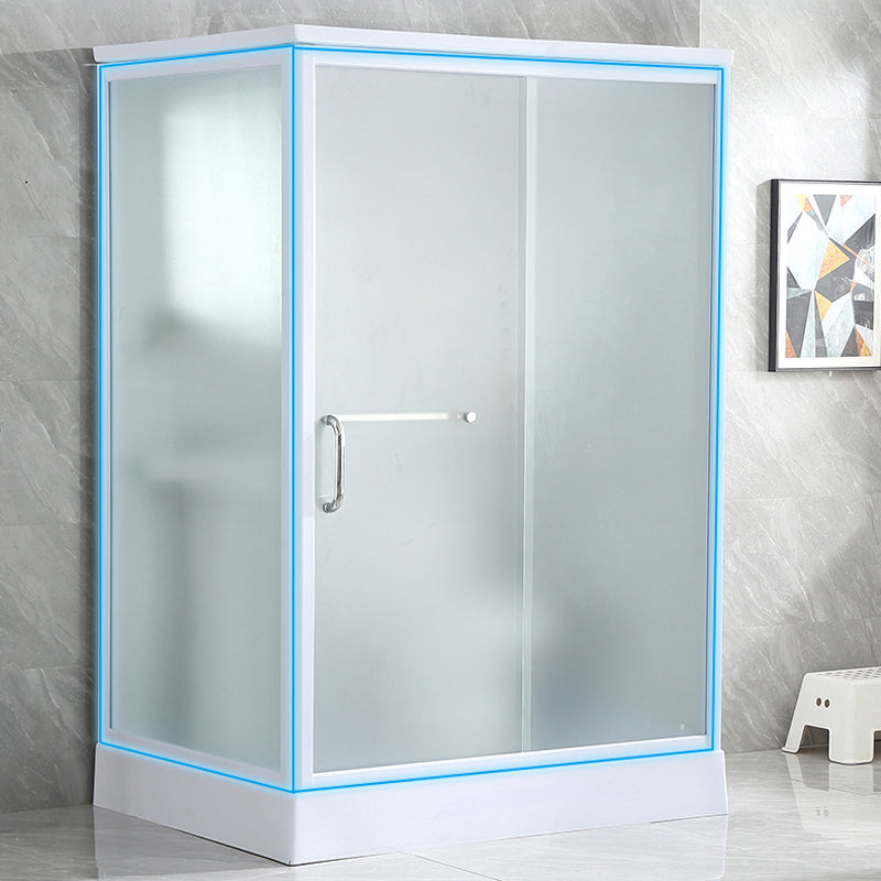 Framed Tempered Glass Shower kit with Base Included Framed Shower Stall in White