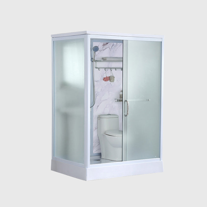 Framed Tempered Glass Shower kit with Base Included Framed Shower Stall in White