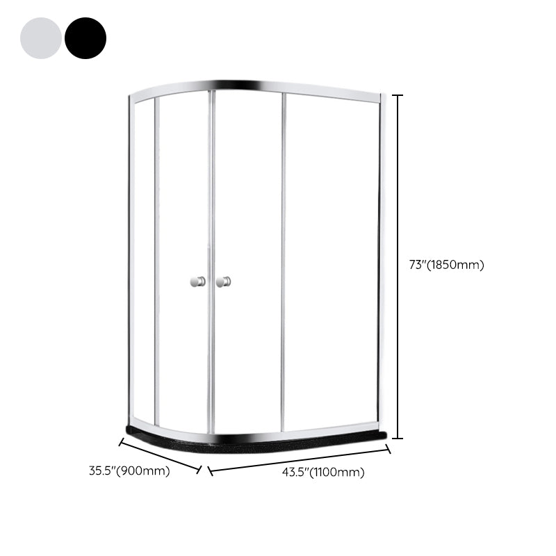 Rounded Shower Stall Semi-Frameless Corner Shower Stall with Tempered Glass