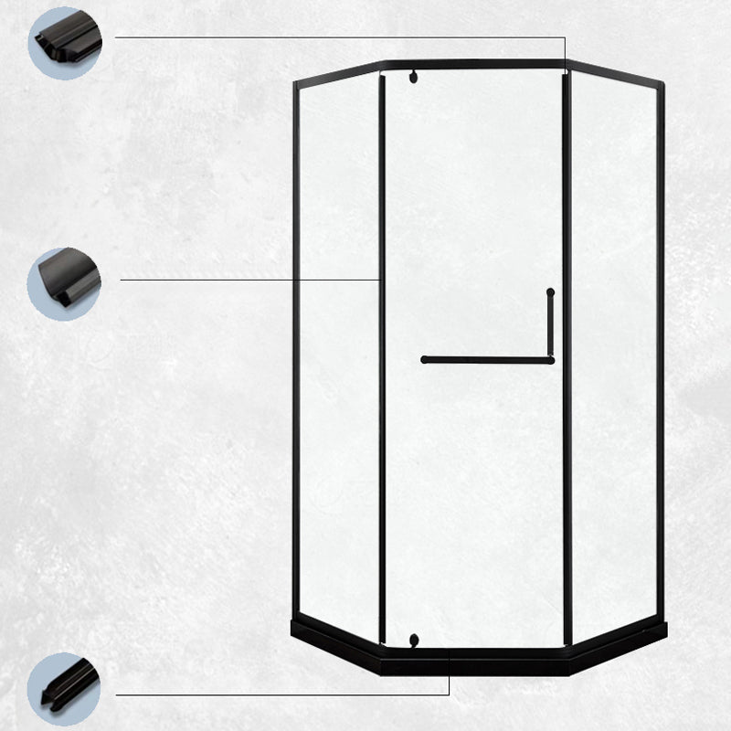 Neo-Angle Shower Stall Single Sliding Corner Shower Stall with Door Handles Included